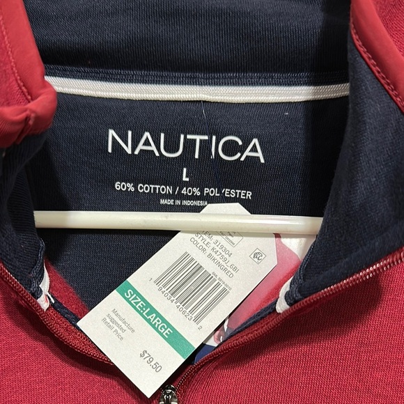 Nautica Men's Red Half-Zip Sweater - Picture 2 of 3